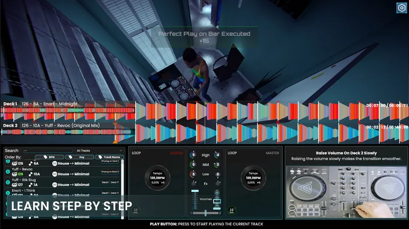 A guided Academy lesson in DJ Life Simulator